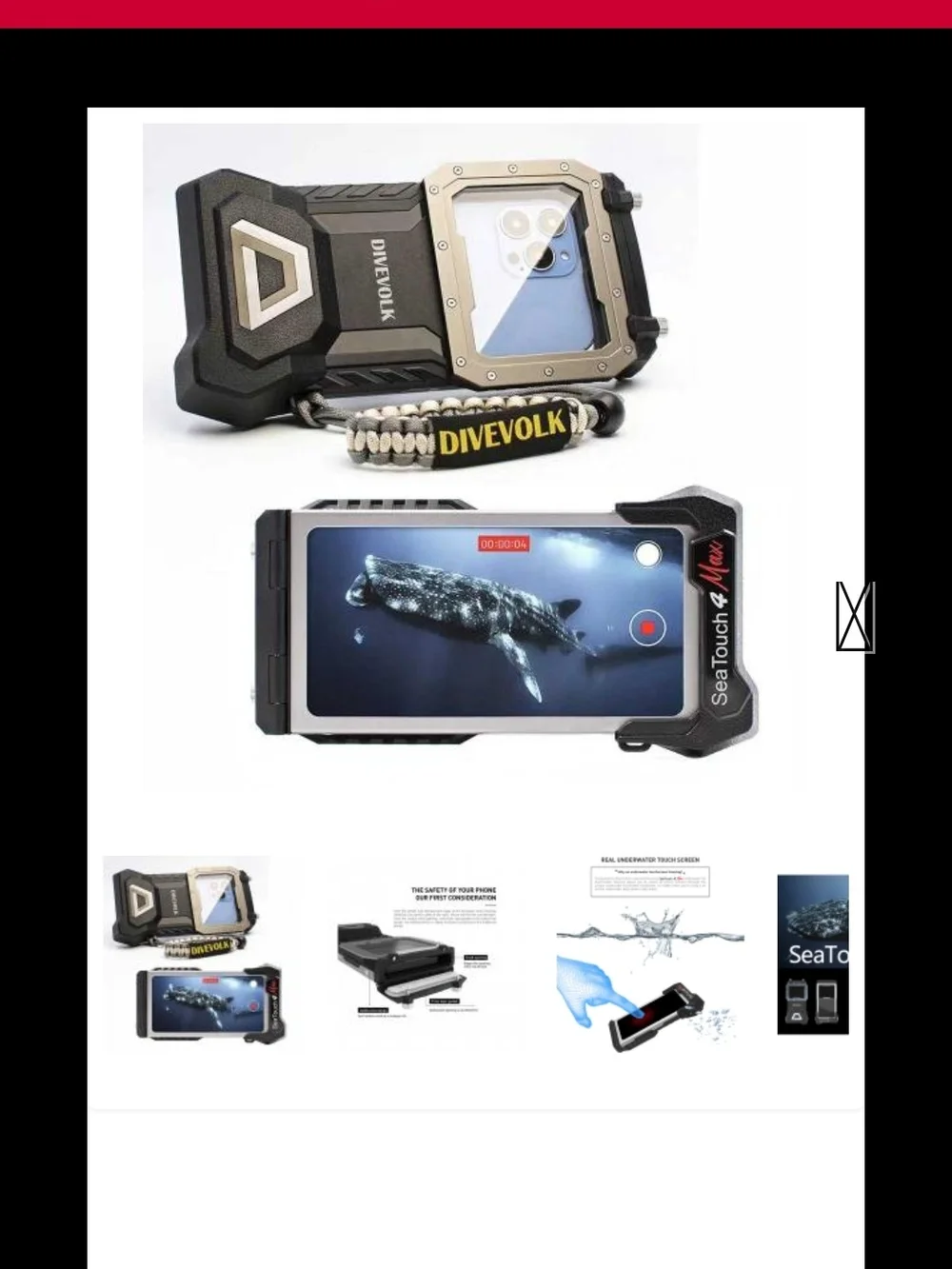 DIVEVOLK SeaTouch 4 Max Underwater Touchscreen Housing for Smartphone Black/Gray